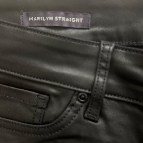 NYDJ Marilyn Straight Black Coated Lift Tuck Womens leather Pants Size 12 new - Picture 13 of 16